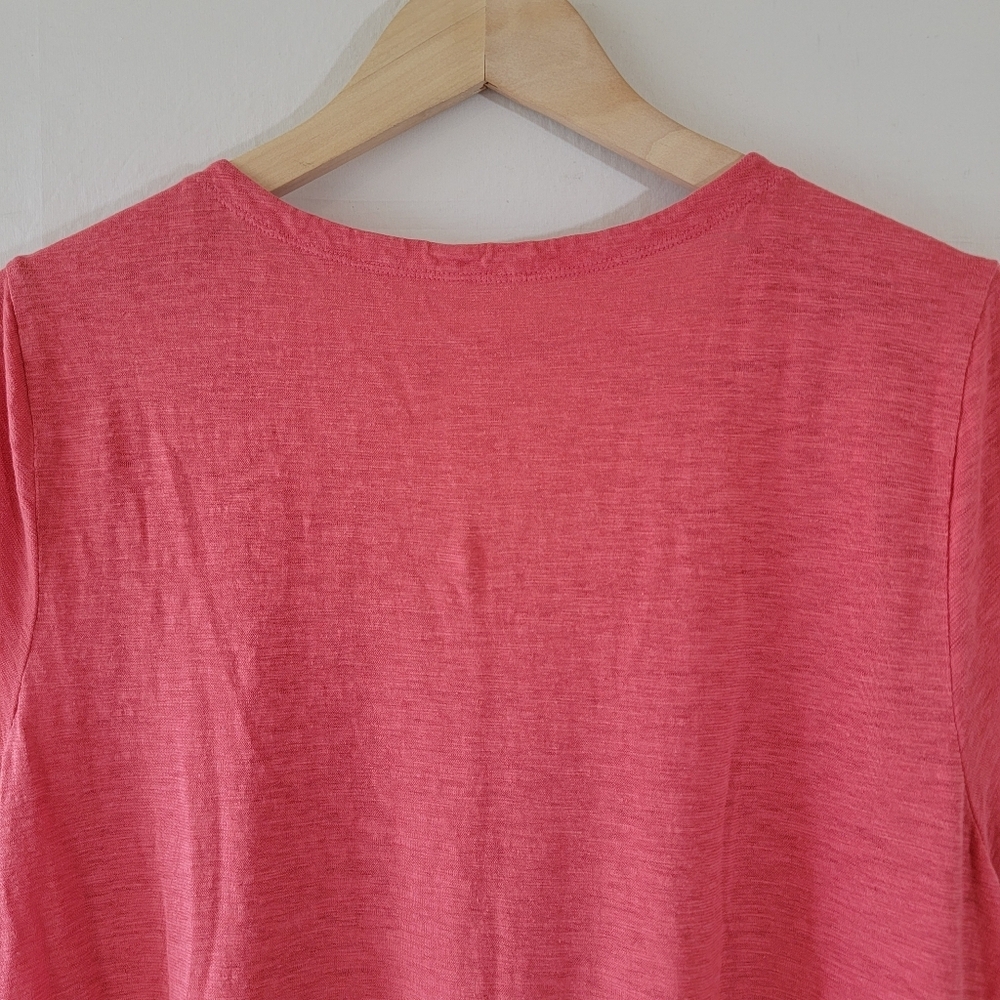 EILEEN FISHER Coral Organic Cotton Midi Dress Sz L Asymmetrical Minimalist - Picture 6 of 10
